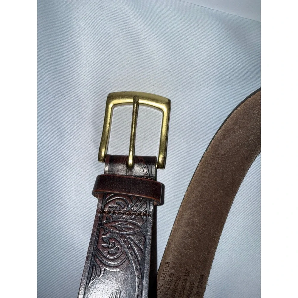 Wrangler Mens Brown Leather Western Eagle Floral Embossed Belt 44 3W06152